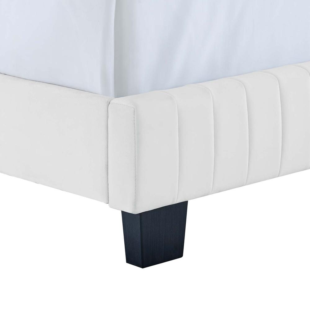 Celine Channel Tufted Performance Velvet Queen Bed - White MOD-6330-WHI. Picture 3