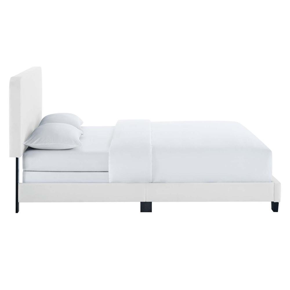 Celine Channel Tufted Performance Velvet Queen Bed - White MOD-6330-WHI. Picture 4
