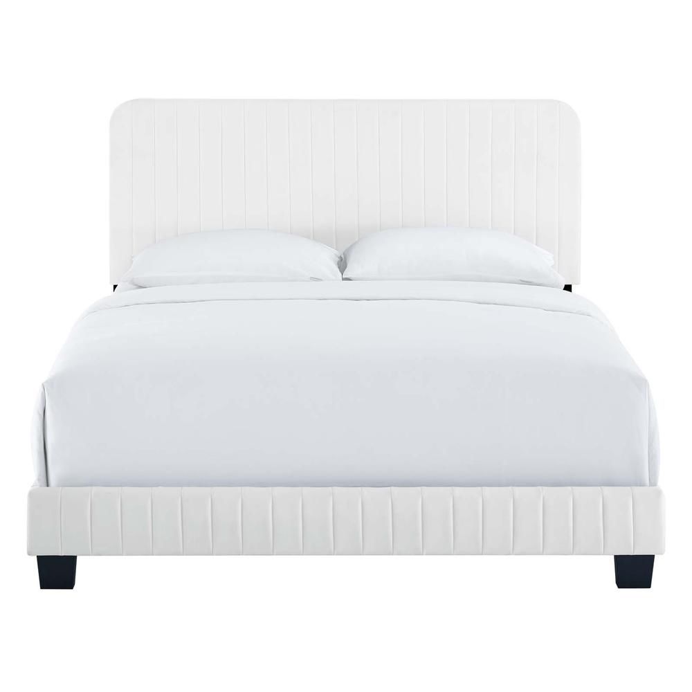 Celine Channel Tufted Performance Velvet Queen Bed - White MOD-6330-WHI. Picture 5