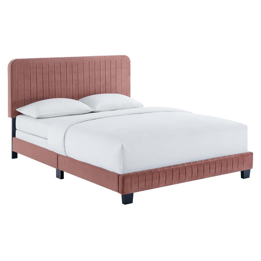 Celine Channel Tufted Performance Velvet Twin Bed. Picture 1