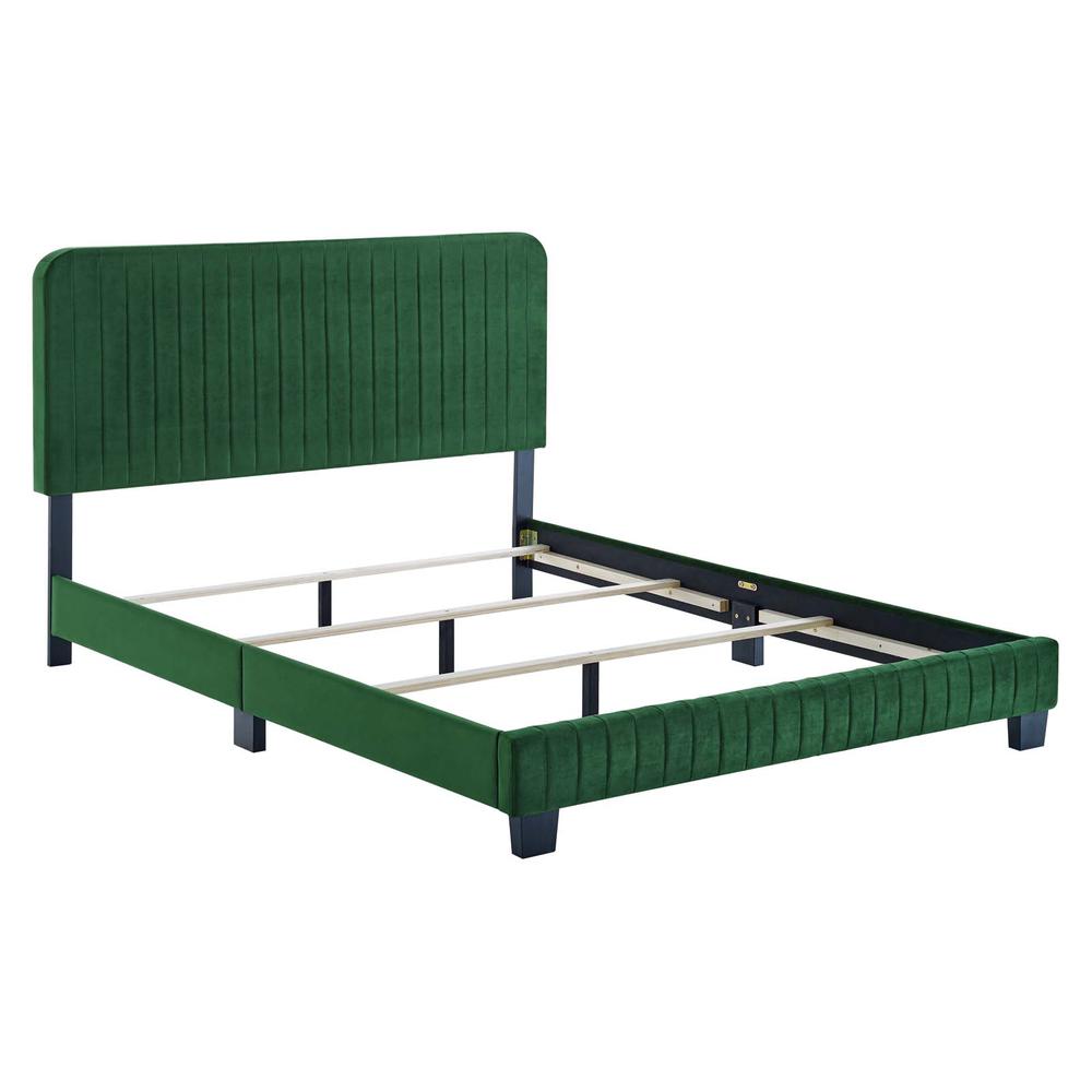 Celine Channel Tufted Performance Velvet Twin Bed. Picture 2