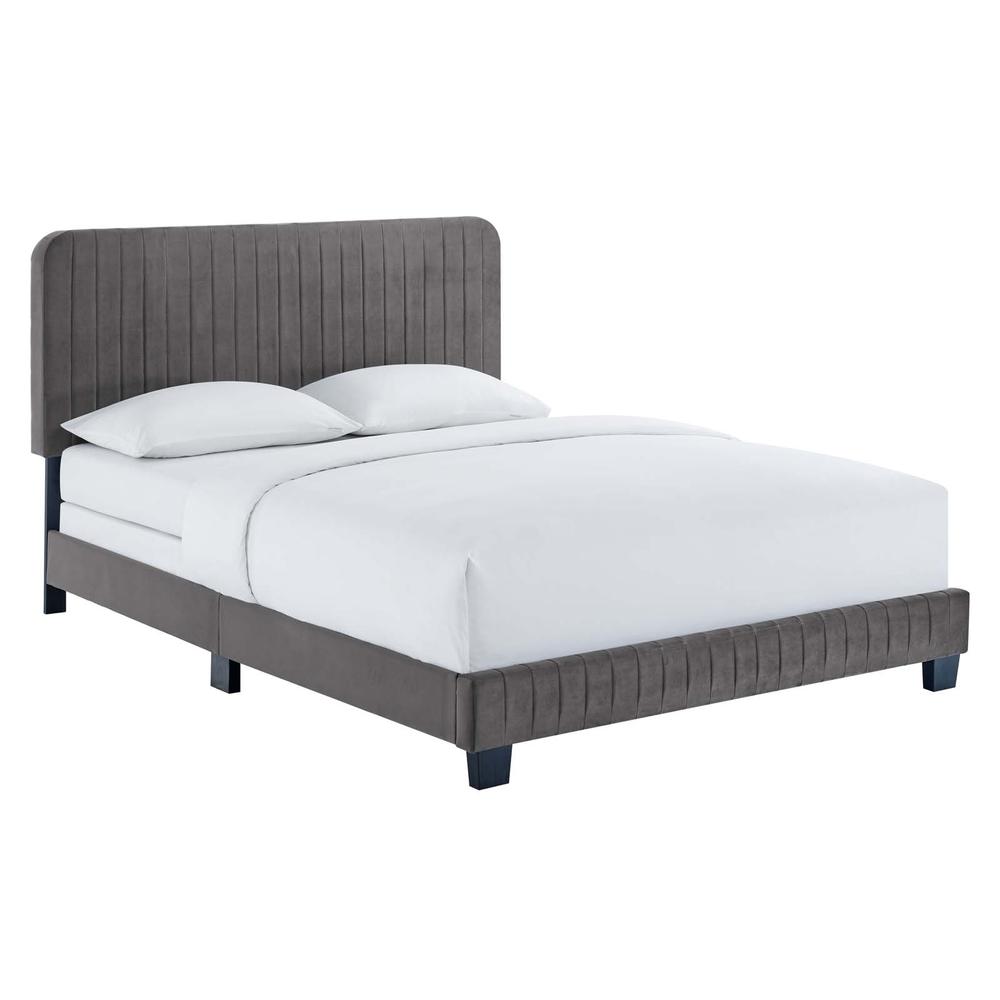 Celine Channel Tufted Performance Velvet Twin Bed. Picture 1