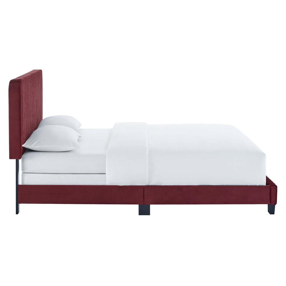 Celine Channel Tufted Performance Velvet Twin Bed. Picture 4