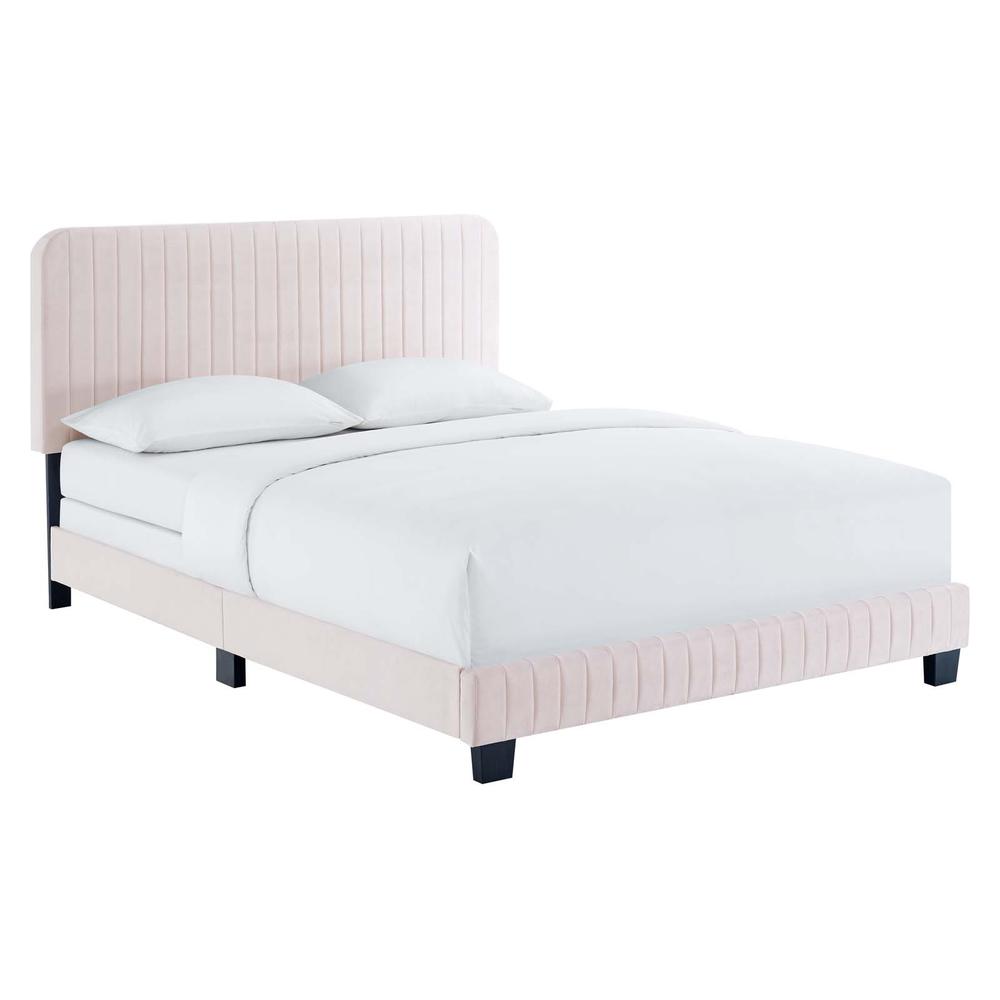 Celine Channel Tufted Performance Velvet Twin Bed - Pink MOD-6332-PNK. The main picture.