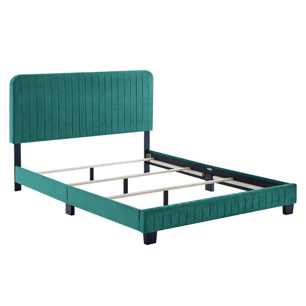 Celine Channel Tufted Performance Velvet Twin Bed. Picture 2