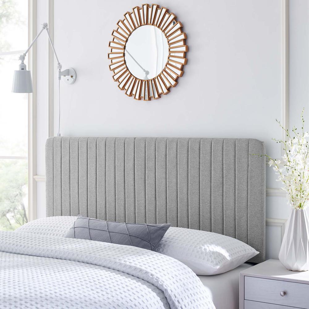 Milenna Channel Tufted Upholstered Fabric Twin Headboard. Picture 9