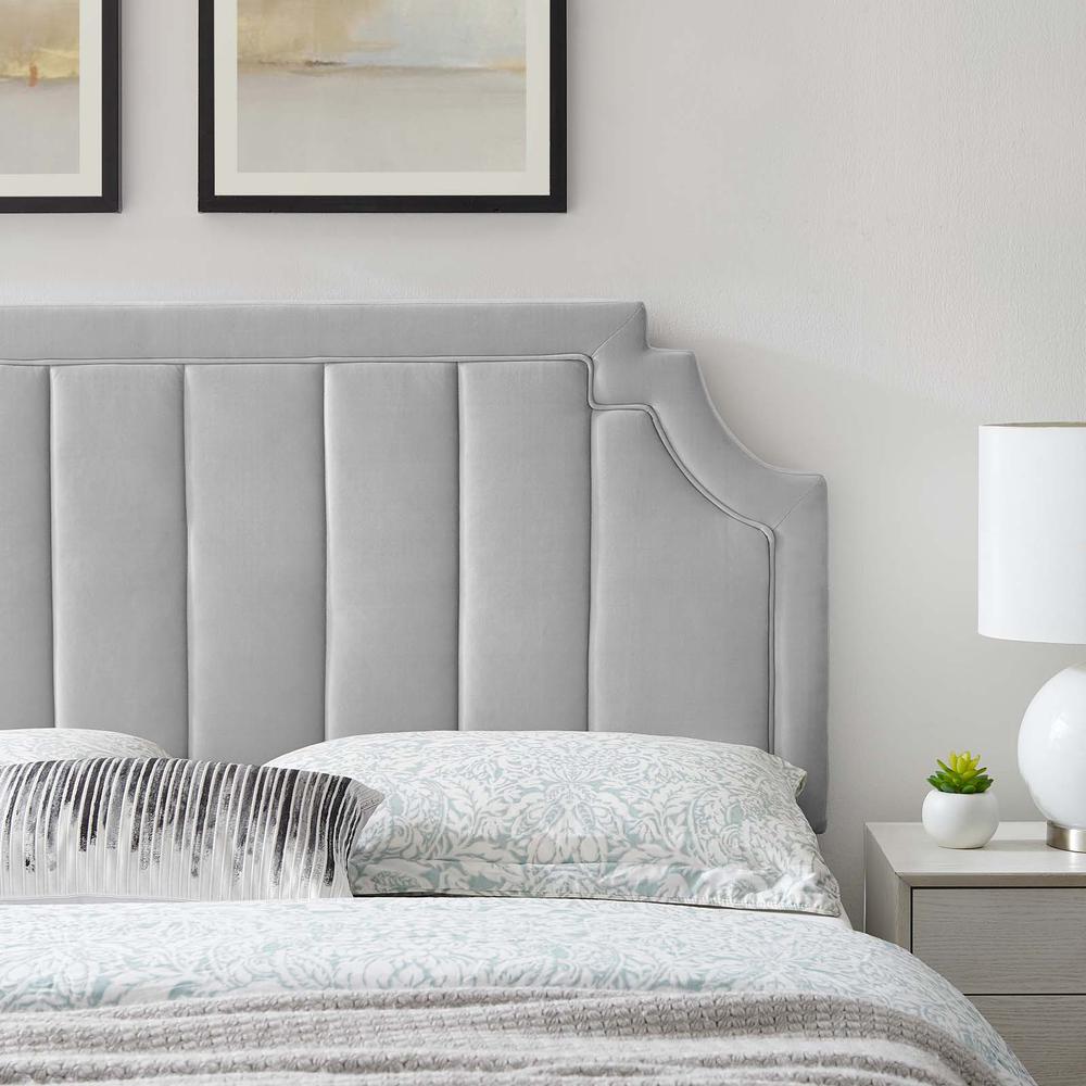 Alyona Channel Tufted Performance Velvet Twin Headboard - Light Gray MOD-6346-LGR. Picture 9