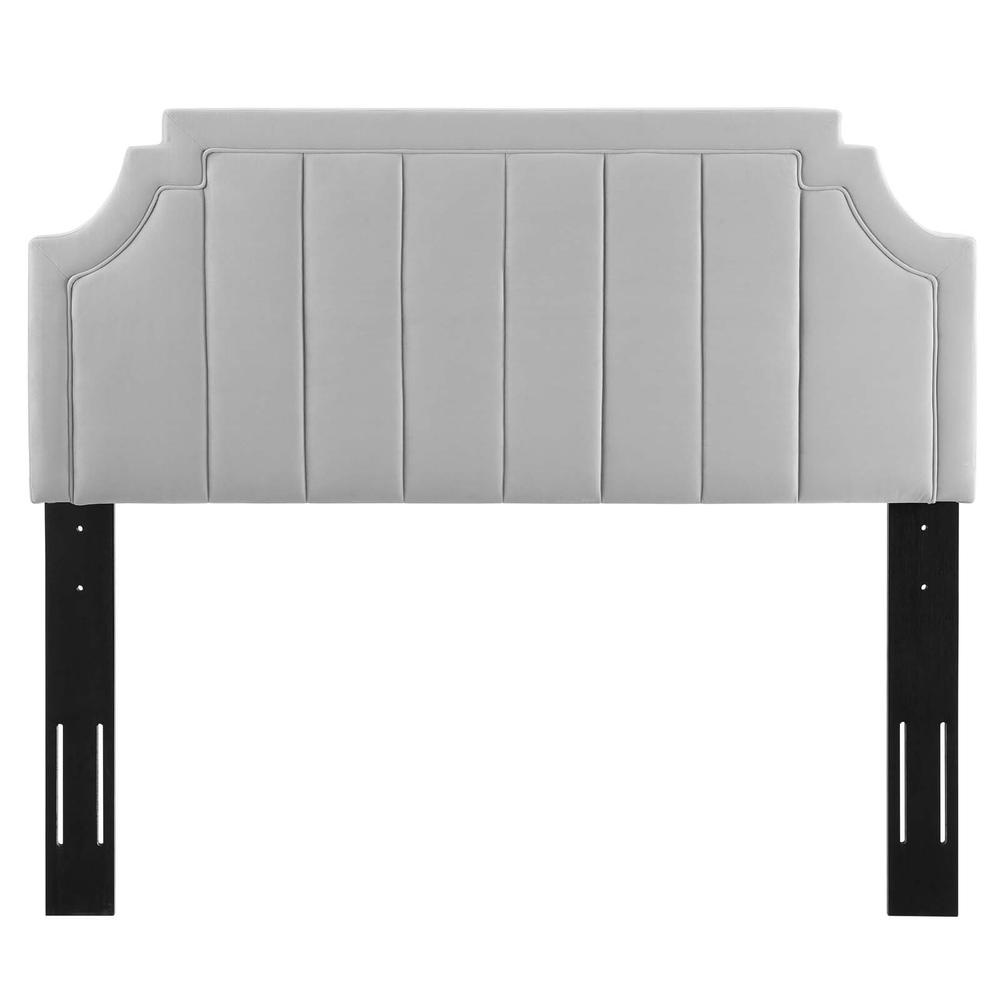 Alyona Channel Tufted Performance Velvet Twin Headboard - Light Gray MOD-6346-LGR. Picture 2