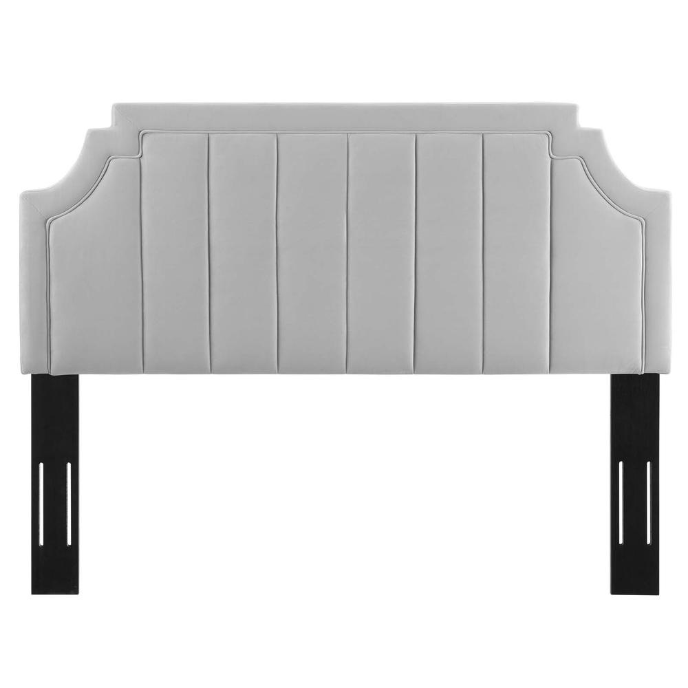 Alyona Channel Tufted Performance Velvet Twin Headboard - Light Gray MOD-6346-LGR. Picture 3