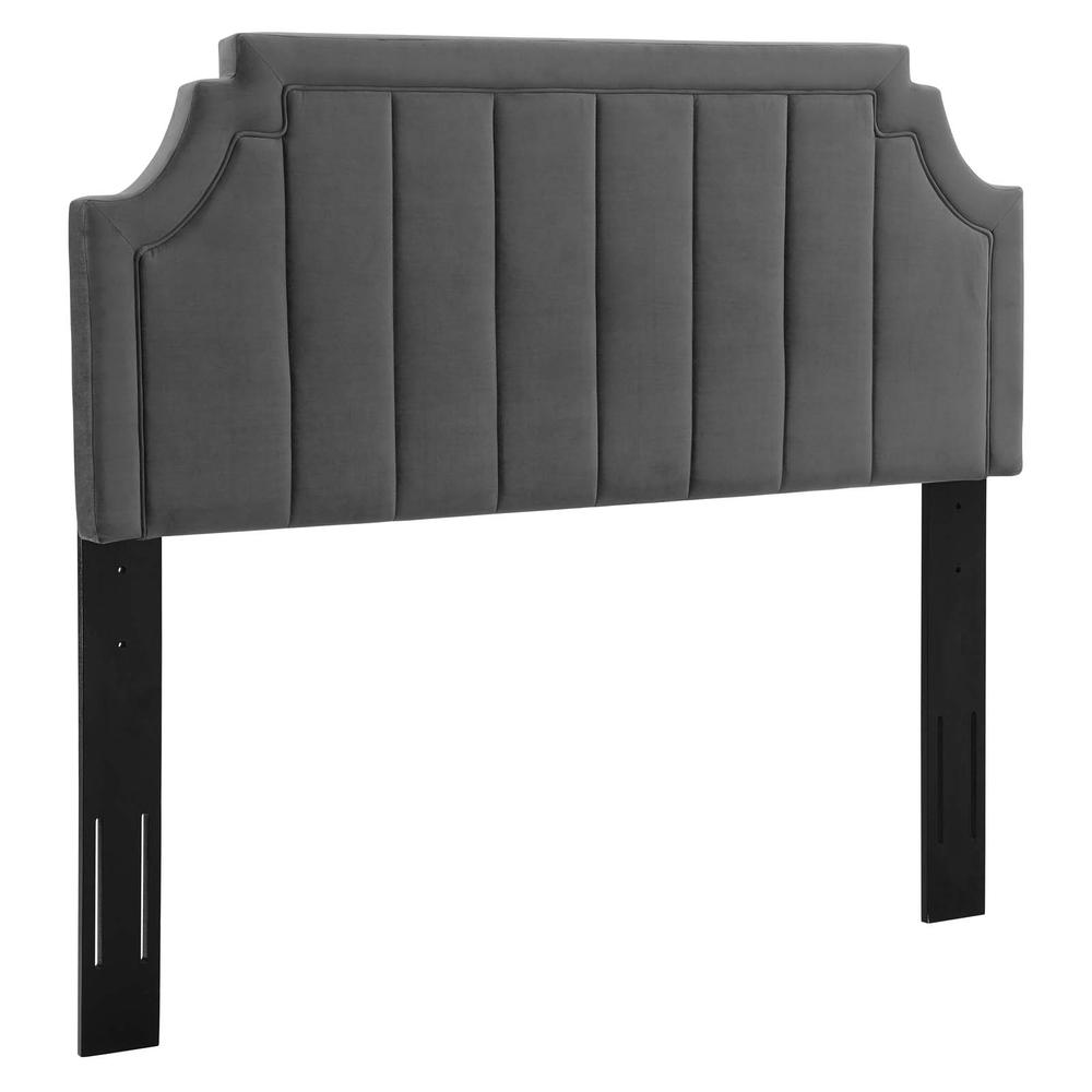 Alyona Channel Tufted Performance Velvet King/California King Headboard - Charcoal MOD-6348-CHA. Picture 1