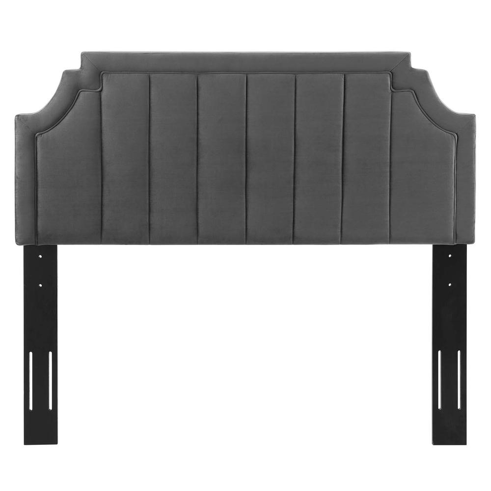 Alyona Channel Tufted Performance Velvet King/California King Headboard - Charcoal MOD-6348-CHA. Picture 2