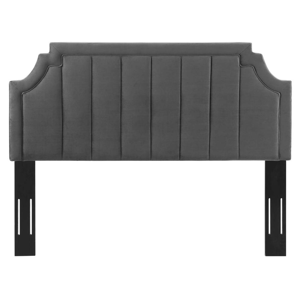 Alyona Channel Tufted Performance Velvet King/California King Headboard - Charcoal MOD-6348-CHA. Picture 3