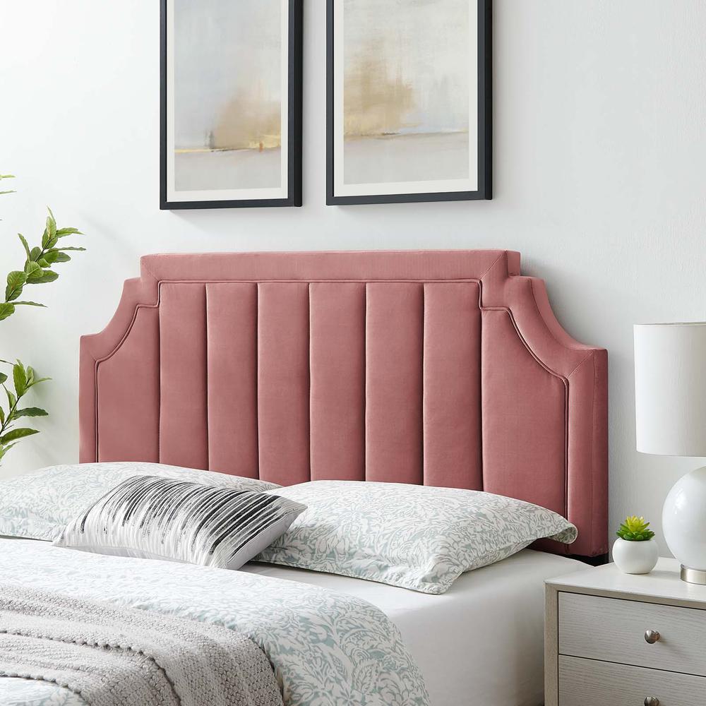 Alyona Channel Tufted Performance Velvet King/California King Headboard - Dusty Rose MOD-6348-DUS. Picture 9