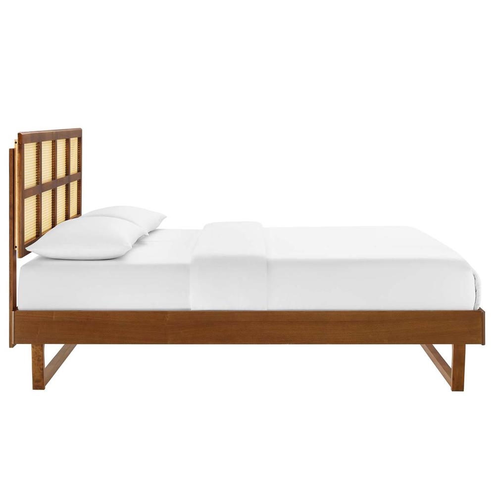 Sidney Cane and Wood Full Platform Bed With Angular Legs. Picture 3