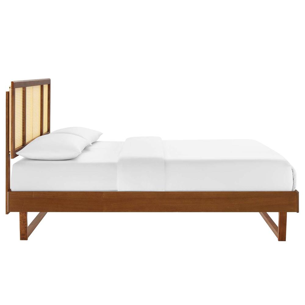 Kelsea Cane and Wood Queen Platform Bed With Angular Legs. Picture 3
