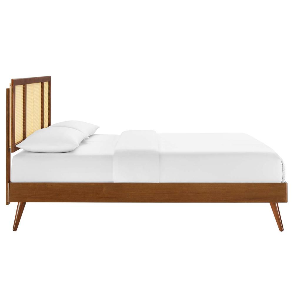 Kelsea Cane and Wood Queen Platform Bed With Splayed Legs. Picture 3