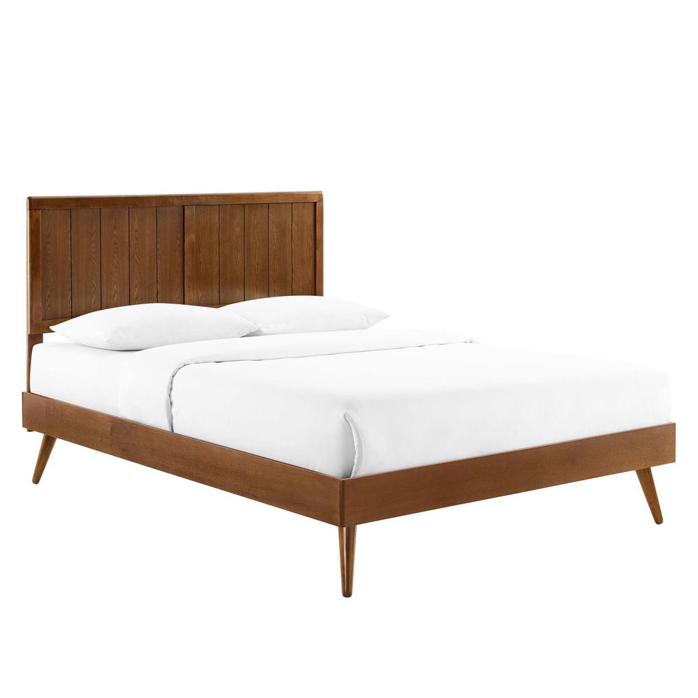 Alana Queen Wood Platform Bed With Splayed Legs. Picture 1