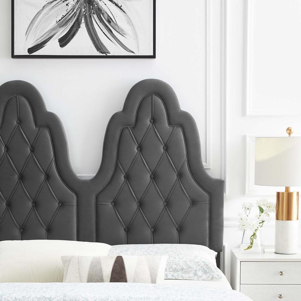 Augustine Tufted Performance Velvet Twin Headboard - Charcoal MOD-6413-CHA. Picture 8