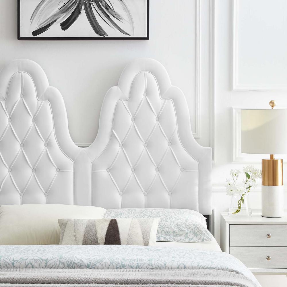 Augustine Tufted Performance Velvet Twin Headboard - White MOD-6413-WHI. Picture 8