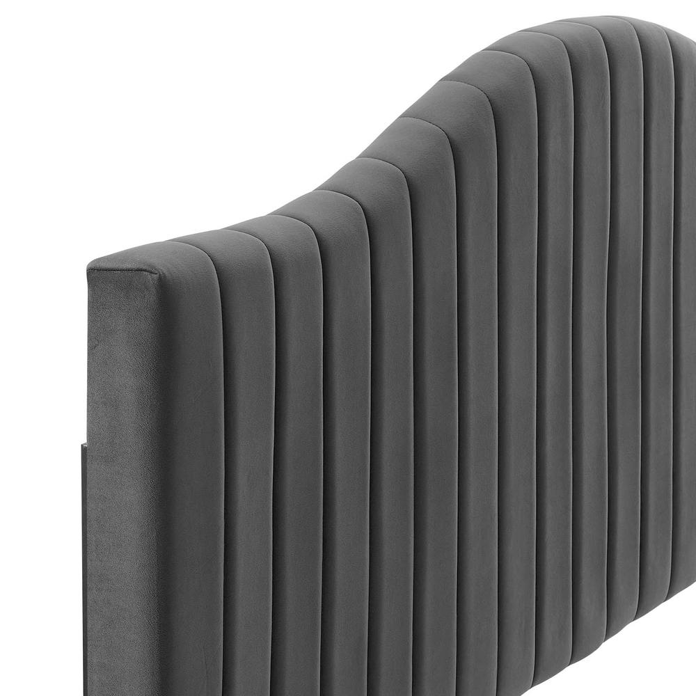 Brielle Channel Tufted Performance Velvet Twin Headboard. Picture 4