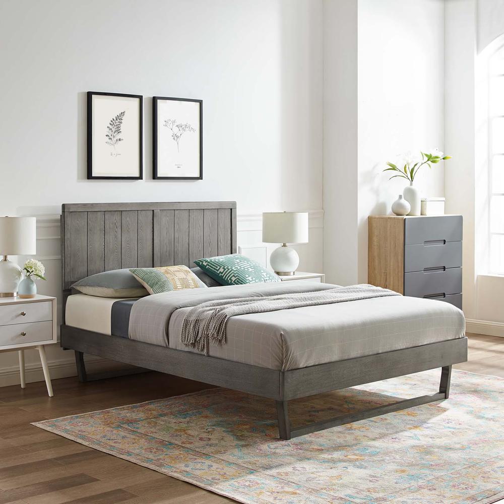 Alana King Wood Platform Bed With Angular Frame. Picture 11