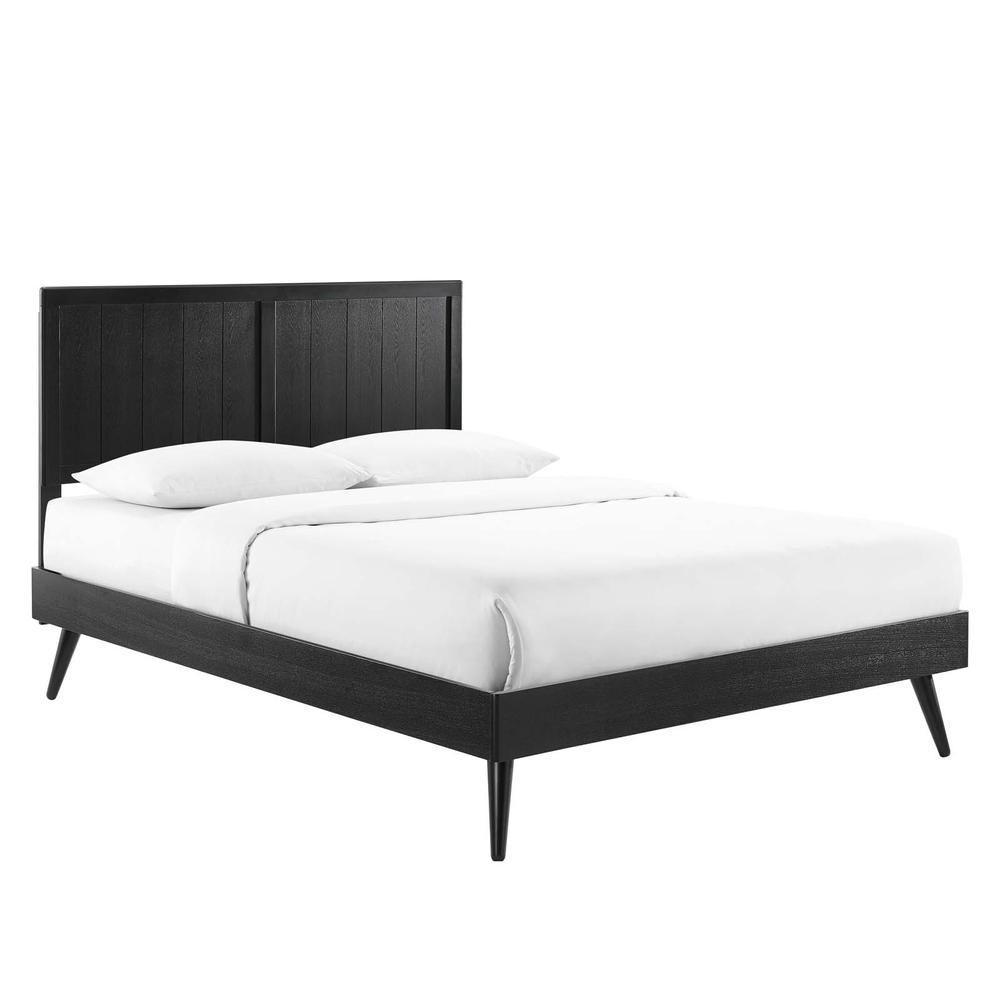 Alana Full Wood Platform Bed With Splayed Legs. Picture 1