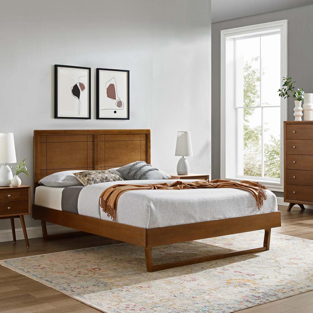 Marlee Twin Wood Platform Bed With Angular Frame - Walnut MOD-6627-WAL. Picture 11