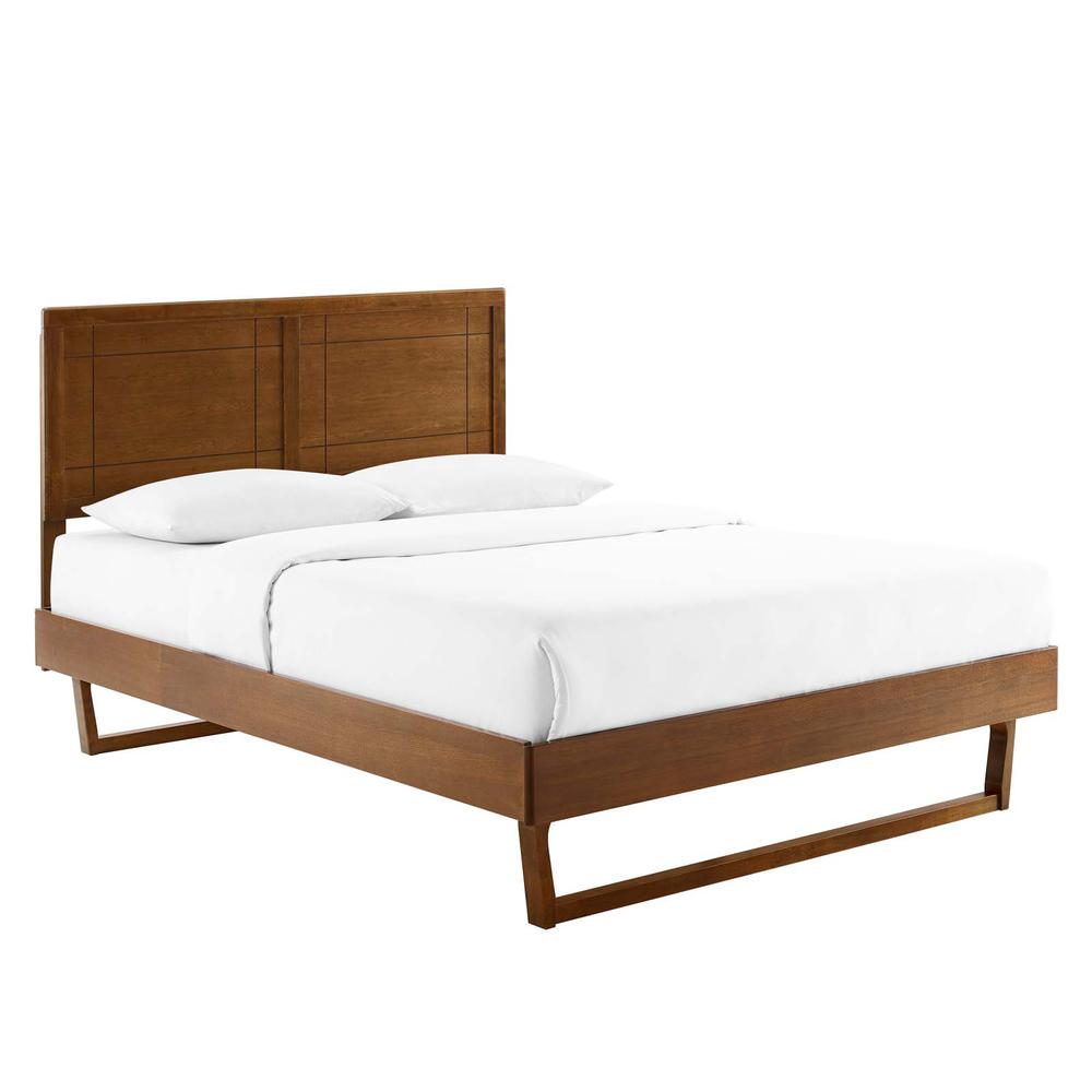 Marlee Twin Wood Platform Bed With Angular Frame - Walnut MOD-6627-WAL. The main picture.