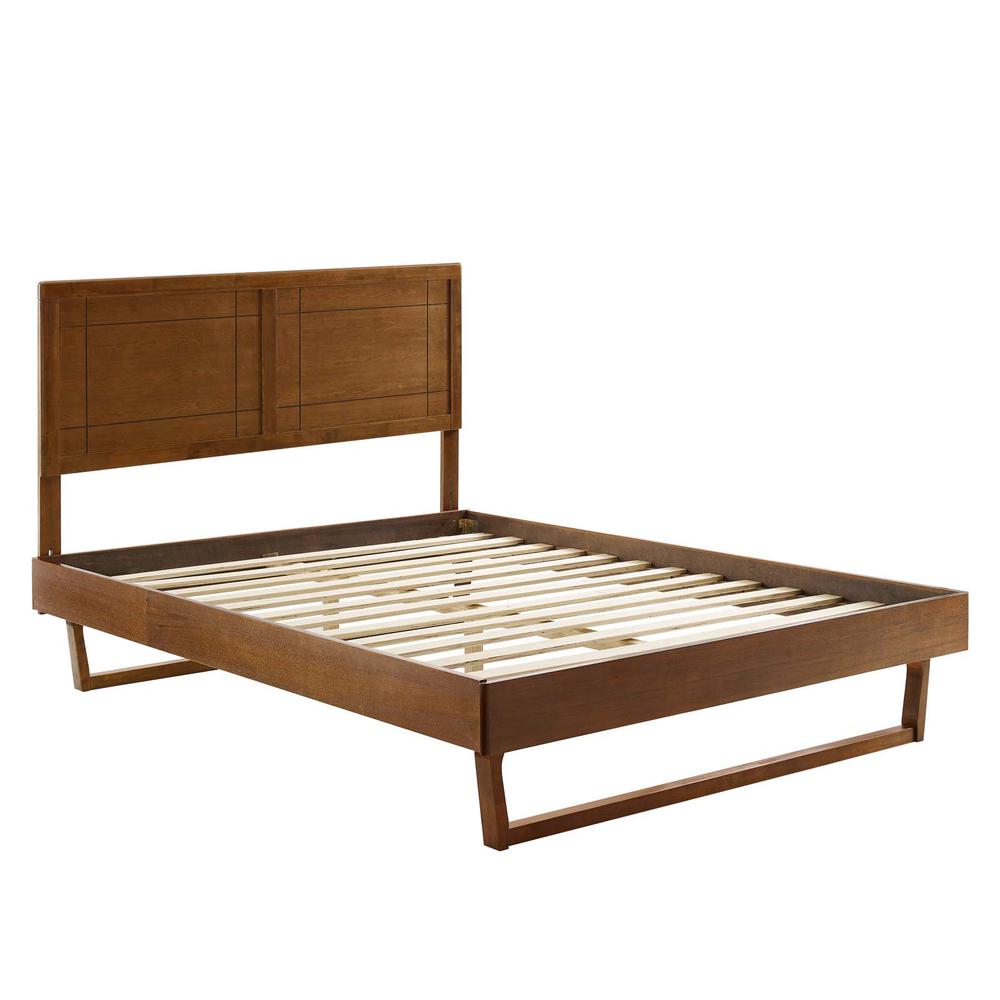 Marlee Twin Wood Platform Bed With Angular Frame - Walnut MOD-6627-WAL. Picture 2