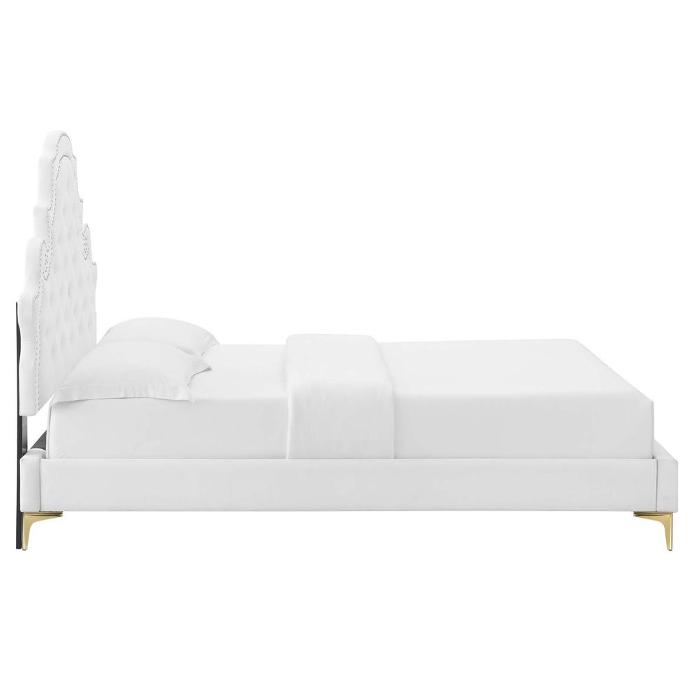 Gwyneth Tufted Performance Velvet Queen Platform Bed. Picture 5