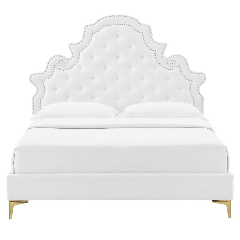 Gwyneth Tufted Performance Velvet Queen Platform Bed. Picture 6