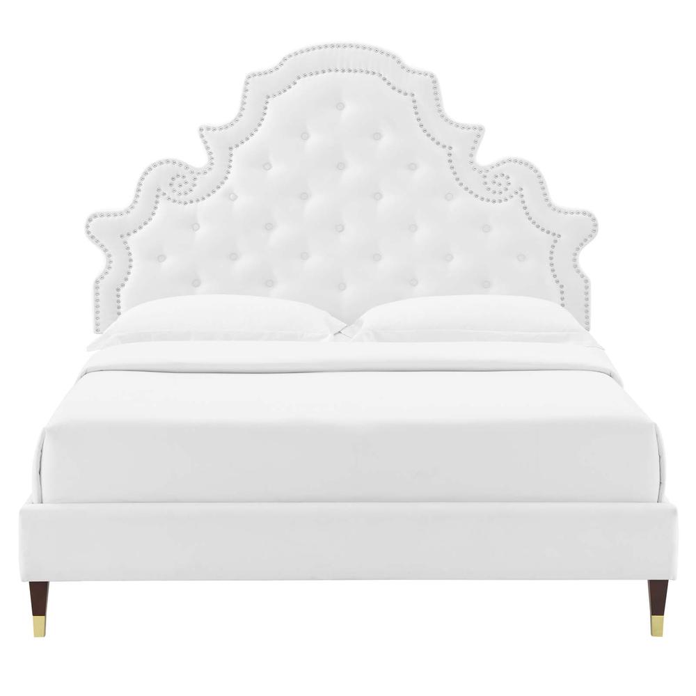 Gwyneth Tufted Performance Velvet Queen Platform Bed. Picture 6