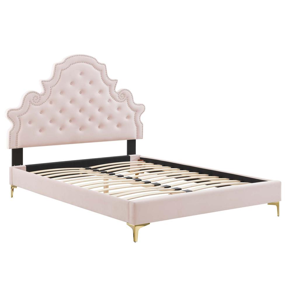 Gwyneth Tufted Performance Velvet Twin Platform Bed. Picture 2