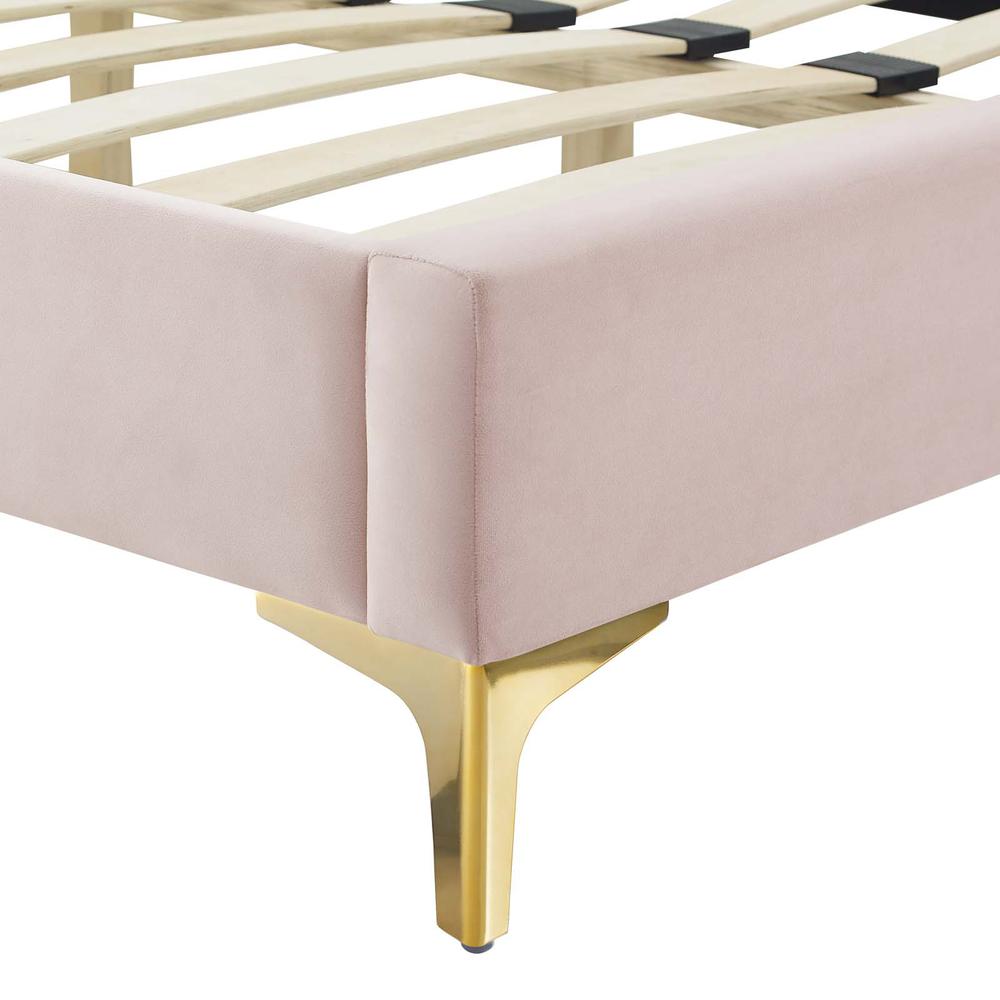 Gwyneth Tufted Performance Velvet Twin Platform Bed. Picture 3