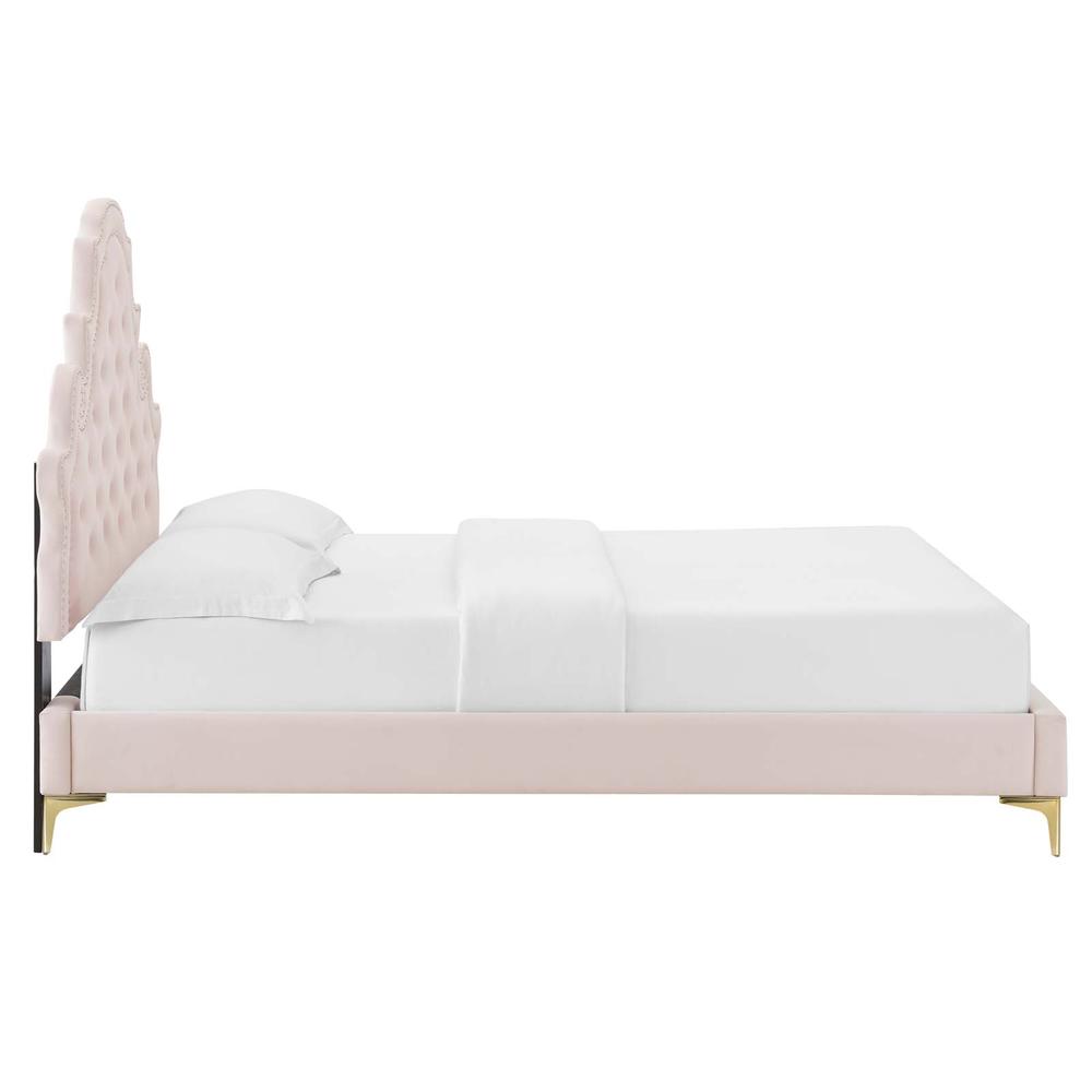 Gwyneth Tufted Performance Velvet Twin Platform Bed. Picture 5