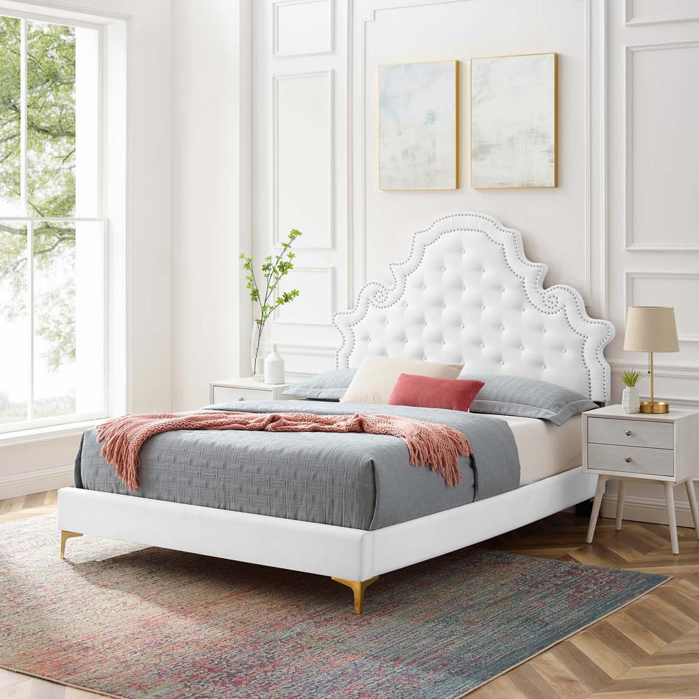 Gwyneth Tufted Performance Velvet Twin Platform Bed. Picture 10