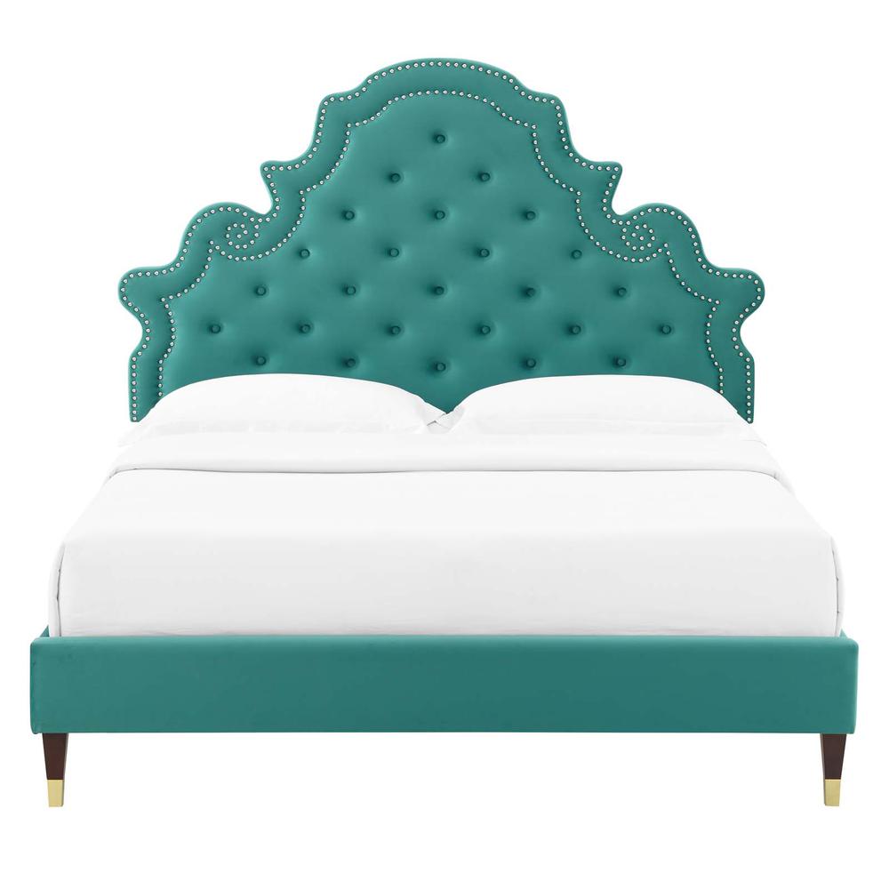 Gwyneth Tufted Performance Velvet Twin Platform Bed. Picture 6
