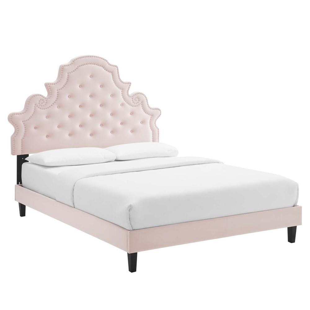 Gwyneth Tufted Performance Velvet Twin Platform Bed. Picture 1