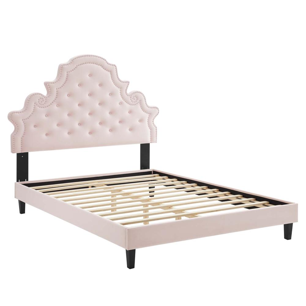 Gwyneth Tufted Performance Velvet Twin Platform Bed. Picture 2