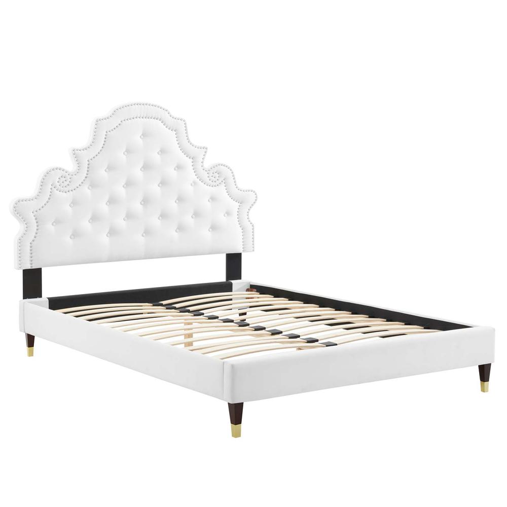 Gwyneth Tufted Performance Velvet Full Platform Bed. Picture 2