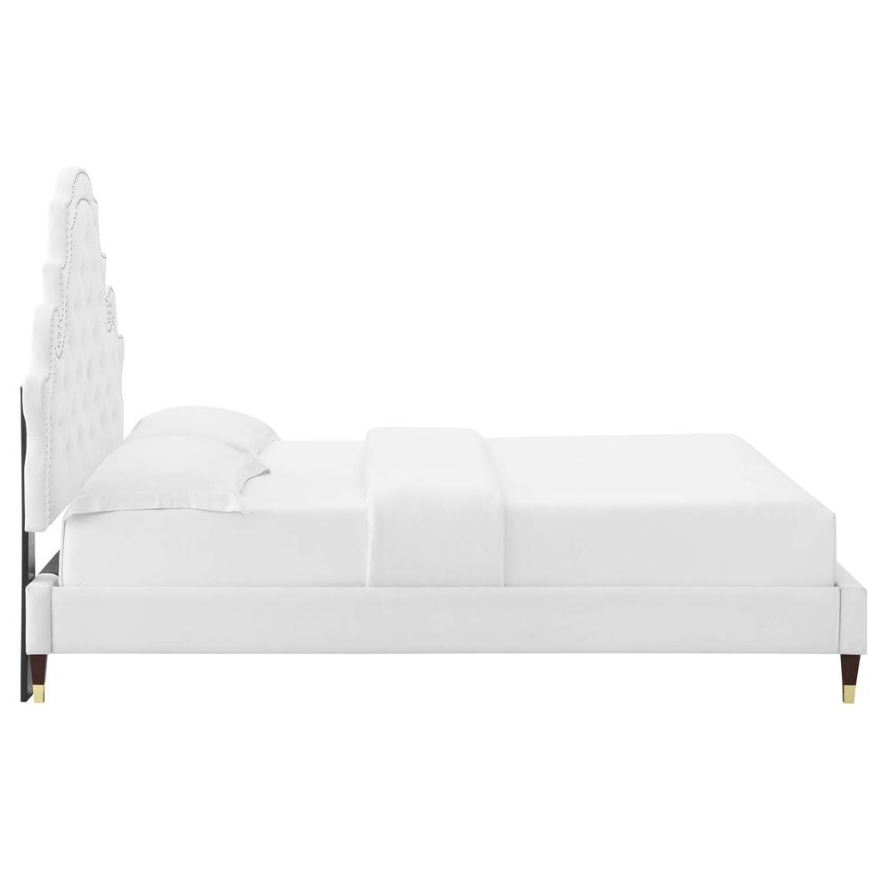 Gwyneth Tufted Performance Velvet Full Platform Bed. Picture 5