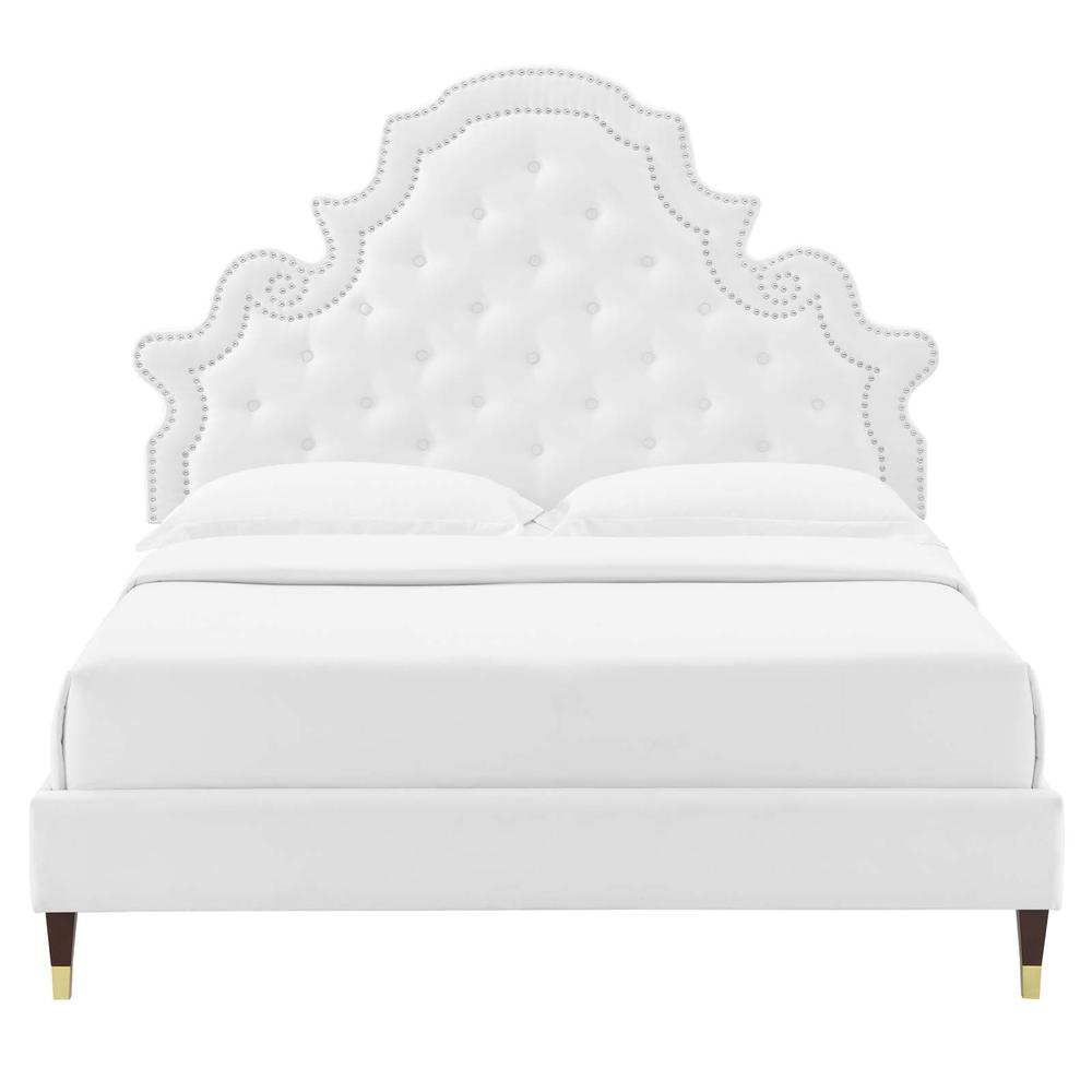 Gwyneth Tufted Performance Velvet Full Platform Bed. Picture 6