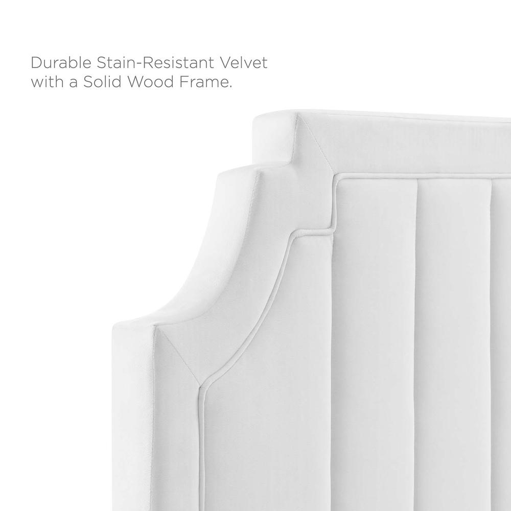 Sienna Performance Velvet Twin Platform Bed - White MOD-6906-WHI. Picture 7