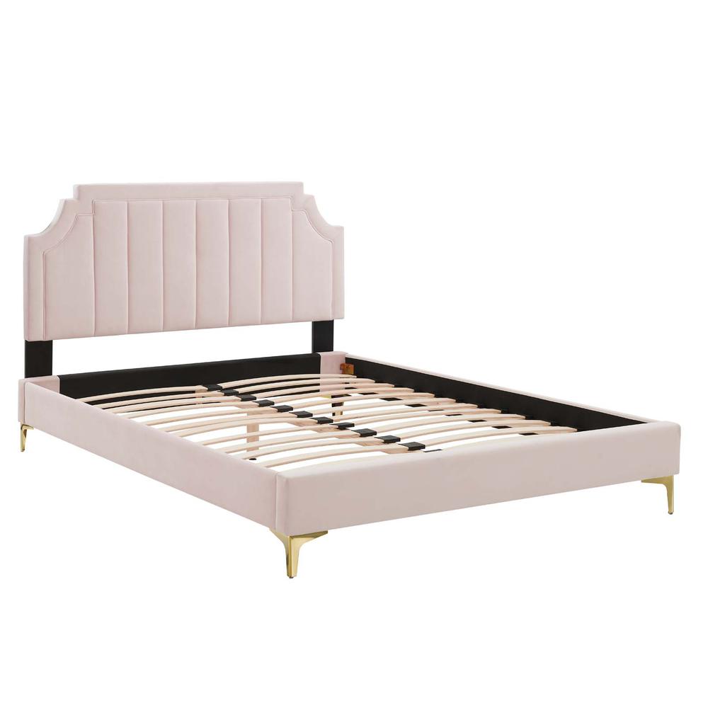 Sienna Performance Velvet Full Platform Bed. Picture 2