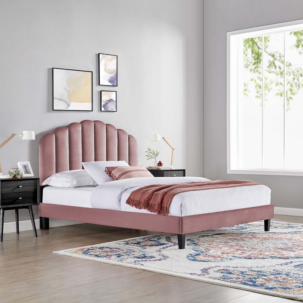 Daisy Performance Velvet Twin Platform Bed. Picture 10