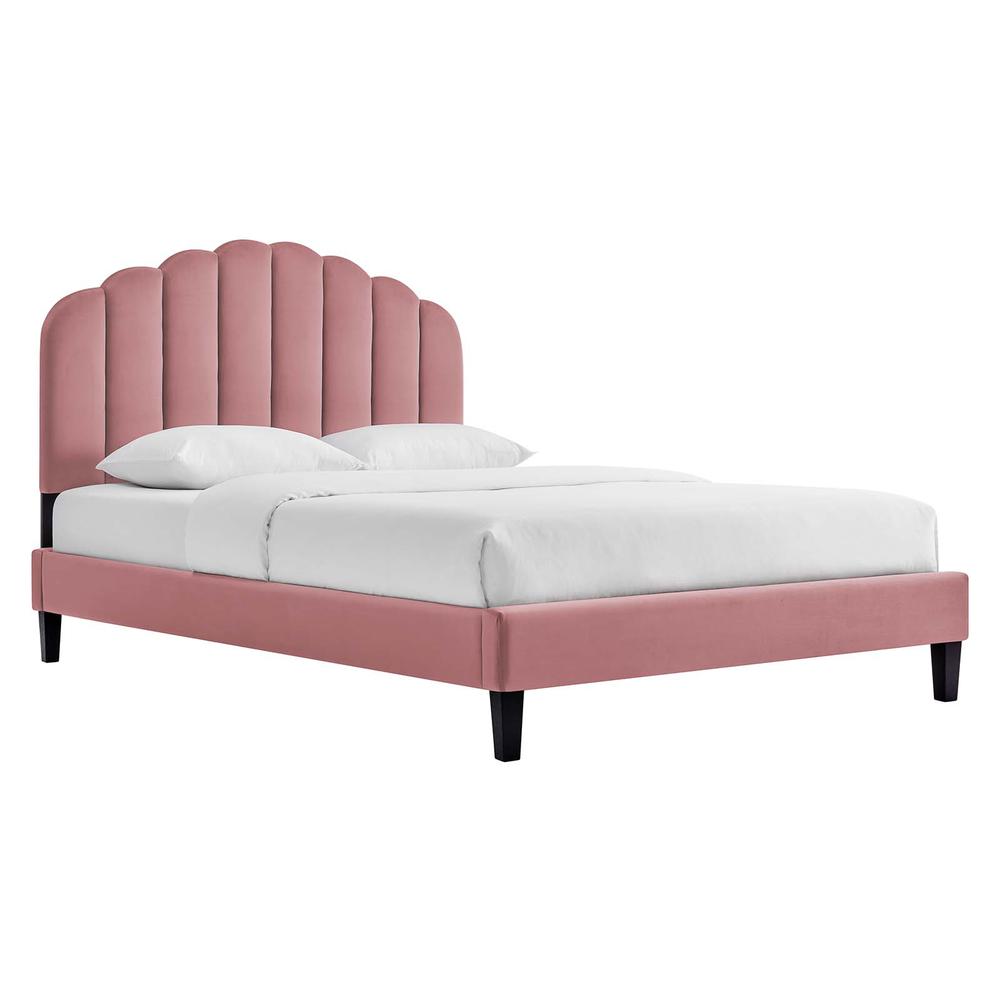 Daisy Performance Velvet Twin Platform Bed. Picture 1