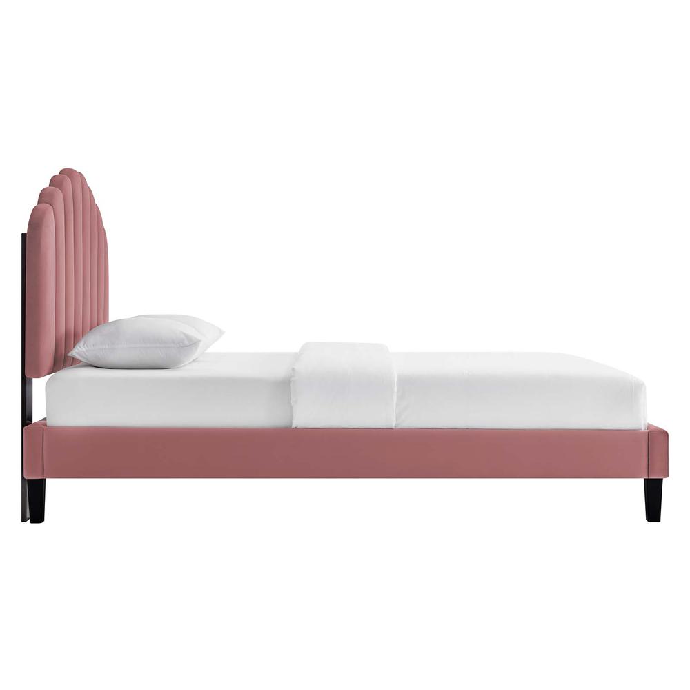 Daisy Performance Velvet Twin Platform Bed. Picture 2