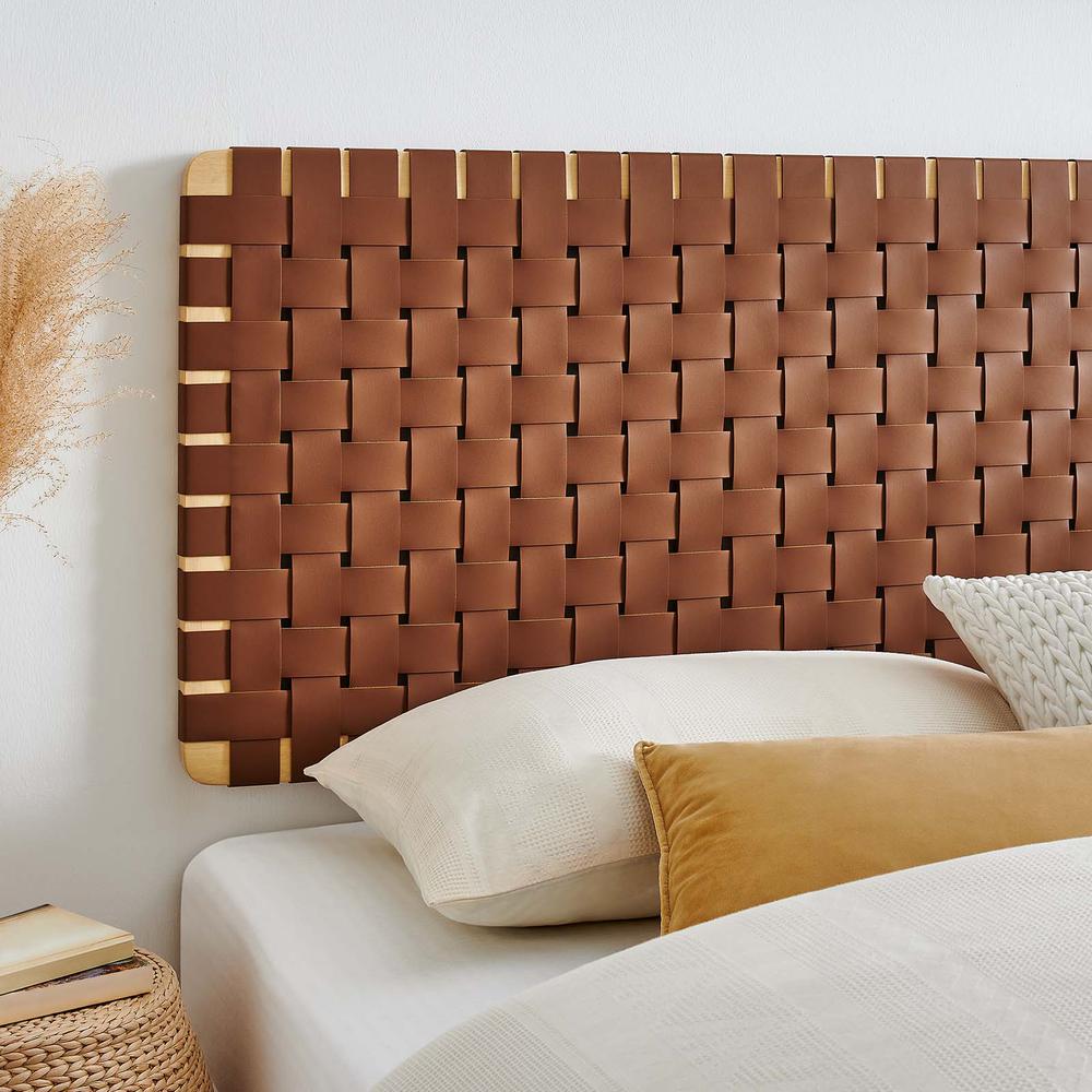 Sparta Weave Wall-Mount King Vegan Leather Headboard. Picture 6