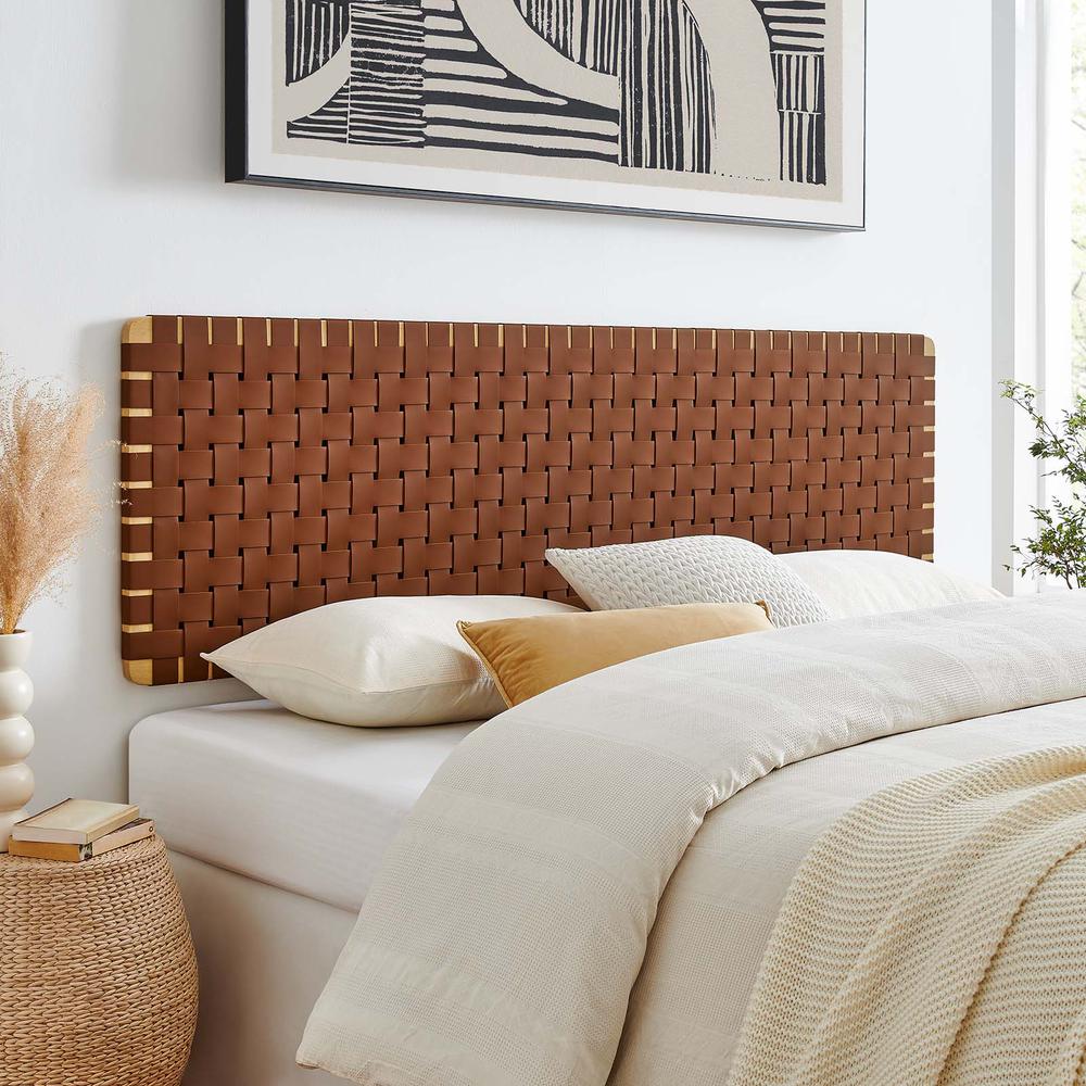 Sparta Weave Wall-Mount King Vegan Leather Headboard. Picture 7