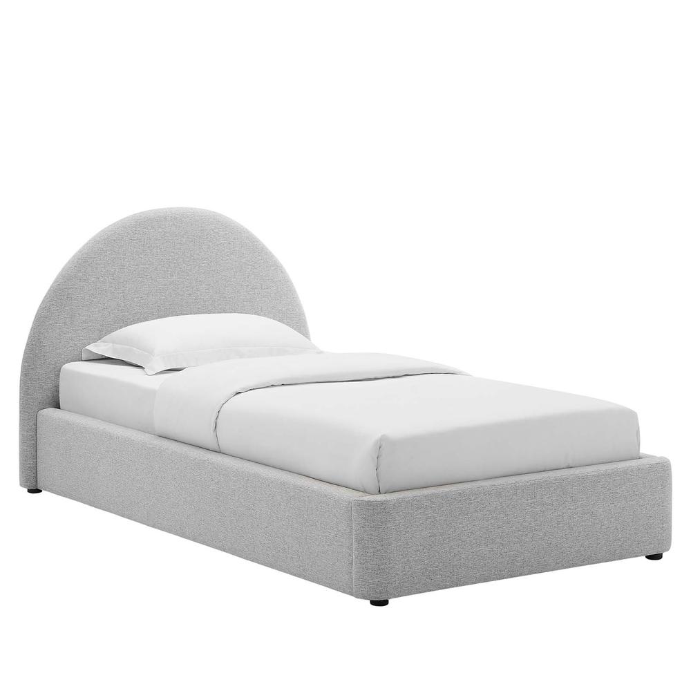 Resort Upholstered Fabric Arched Round Twin Platform Bed. Picture 1